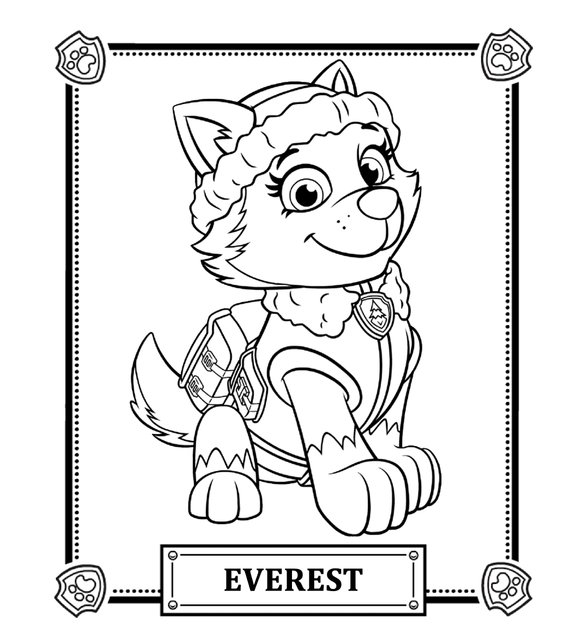 1162x1258 Everest Paw Patrol Coloring Page Wonderkids Pages