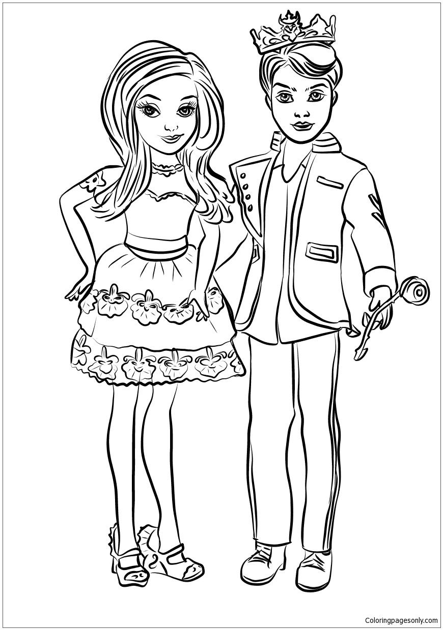 870x1239 Descendants 2 Coloring Pages Mal Elegant 24 Of Evie Disney