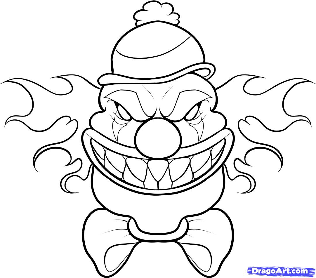1082x952 Scary Clown Coloring Page On Pages
