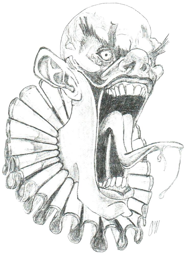 736x997 Clown Coloring Pages Scary Clown Coloring Page Drawn Clown Pencil