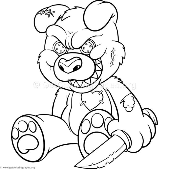 700x700 Funny Cartoon Evil Teddy Bear 2 Coloring Pages