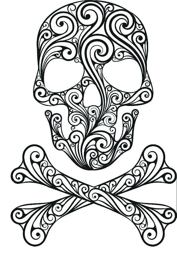 570x849 Skull Coloring Pages Evil Skull Coloring Pages Cool Sugar Skull