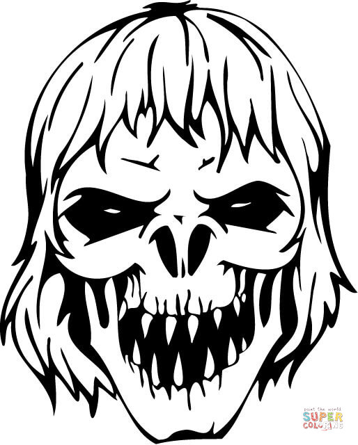514x640 Scary Pictures To Color Scary Zombie Skull Coloring Page Free