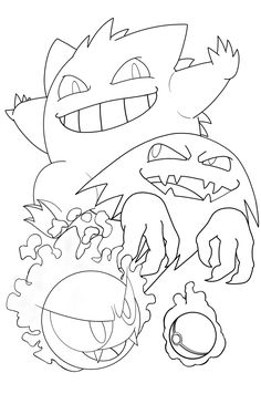 236x365 Gastly Pokemon Coloring Page Sketch Template Lineart Pokemon