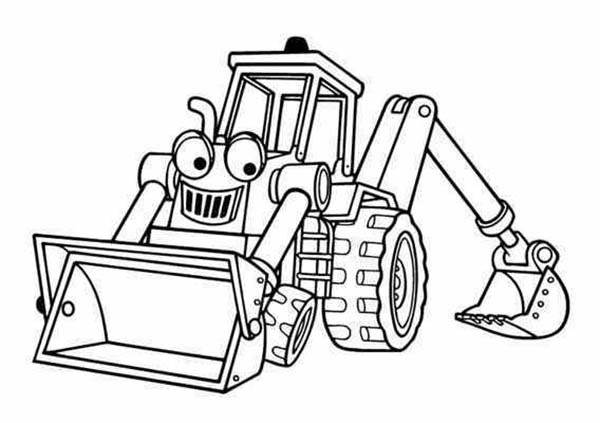 600x423 Benny Excavator From Bob Builder Coloring Page Benny