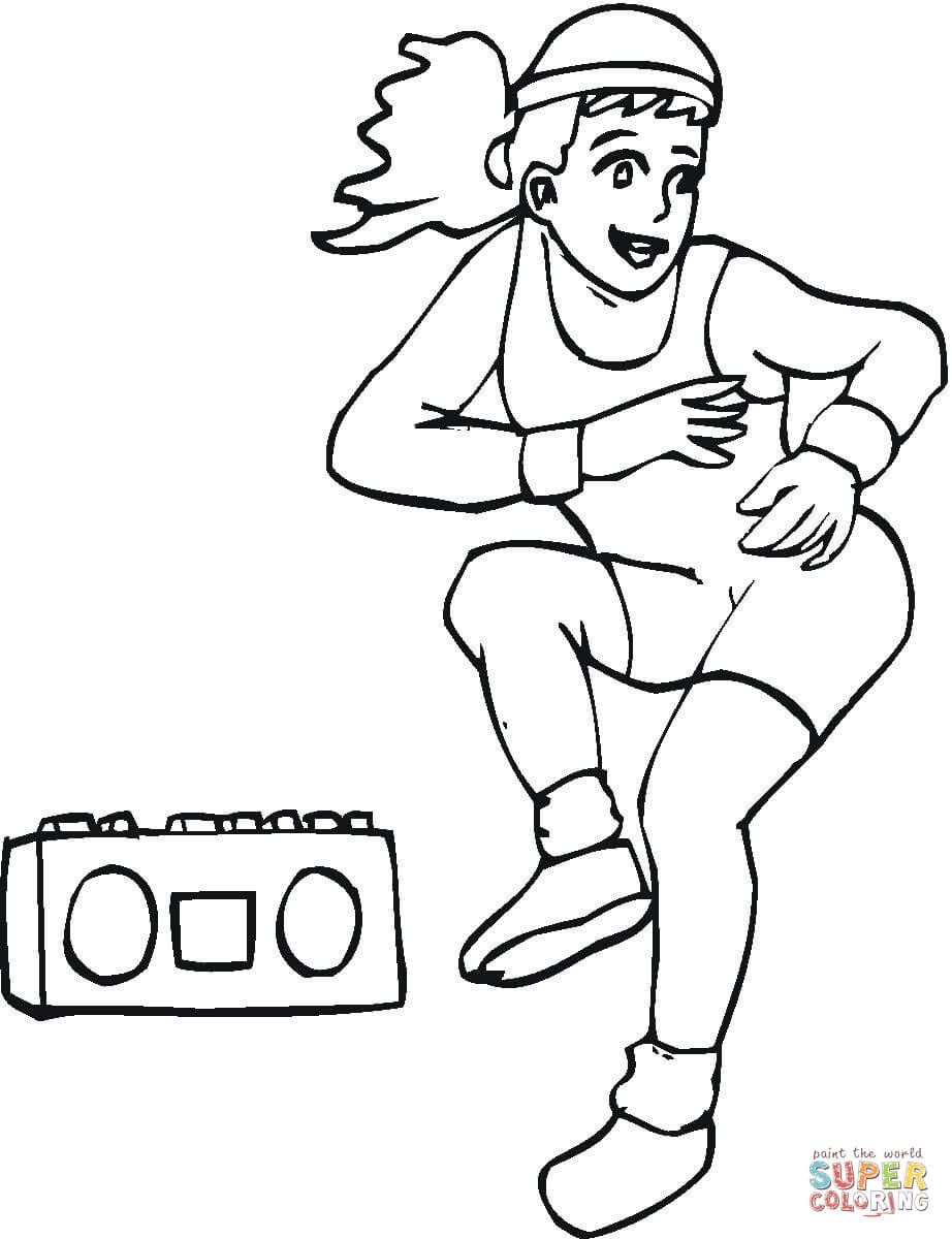 922x1200 Aerobics With Music Coloring Page On Exercise Coloring Pages