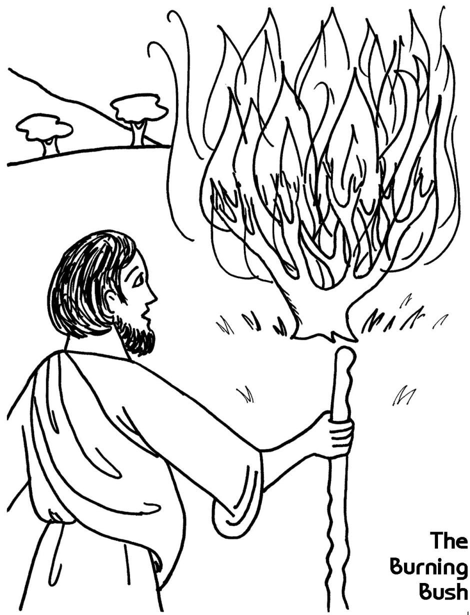 940x1230 Moses And The Burning Bush (Exodus 3 4) Coloring Bible Ot