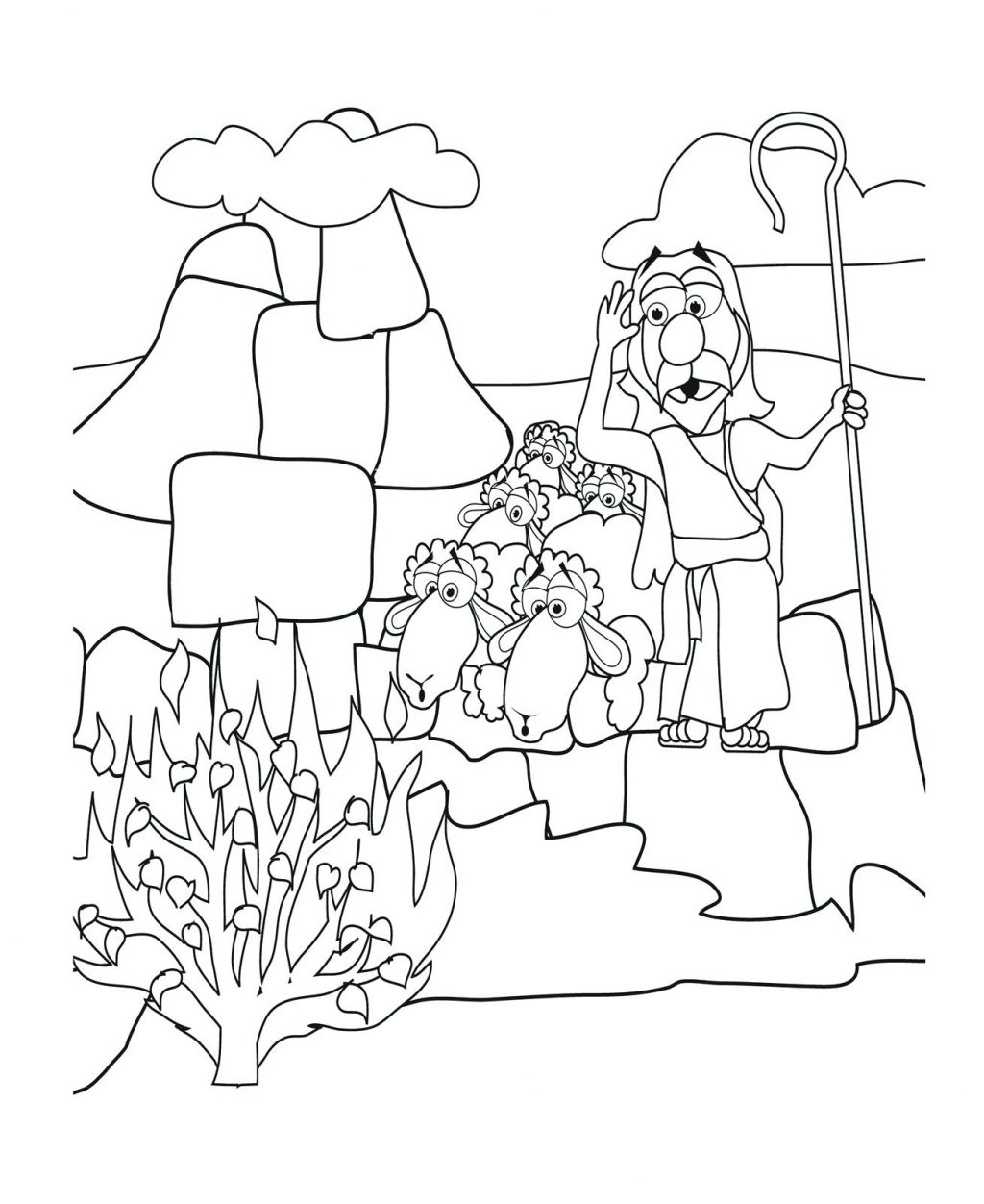 1024x1252 Coloring Page ~ Burning Bush Coloring Page And The Exodus Pages
