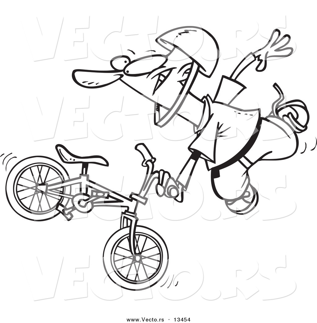 1024x1044 Vector Of A Cartoon Extreme Bmx Biker Doing A Trick
