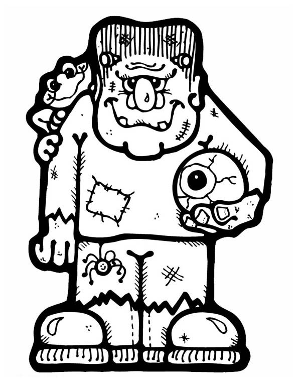 600x769 Frankenstein With An Eye Ball Coloring Page