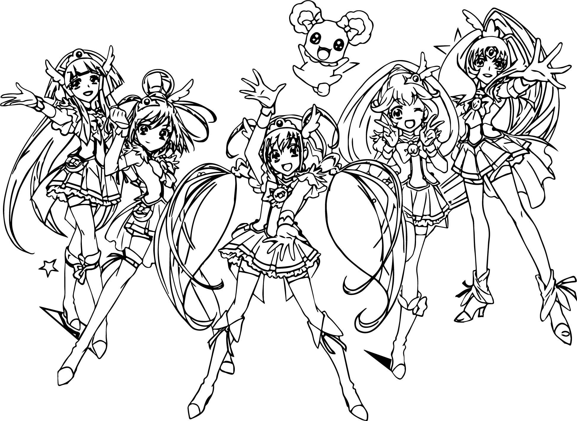 1946x1423 Glitter Force Doki Coloring Pages All Five Warriors Printable 16 F