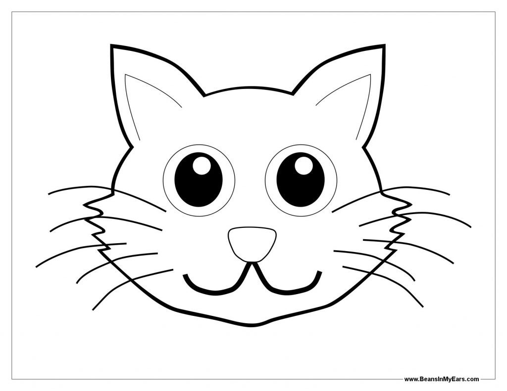 1024x791 Cat Face Coloring Page