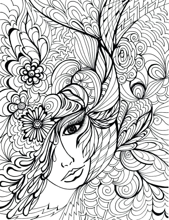 650x847 Photo Color People Ladies Woman Face Happy Face Coloring Pages