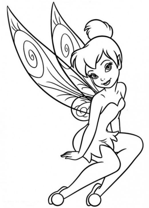 Cute Tinkerbell Fairy Coloring Page For Preschoolers Printable 521x730 Cute Tinkerbell Fairy Coloring Page For Preschoolers Printable