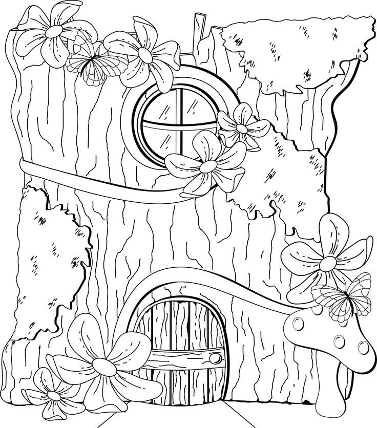 736x836 Cute Fairy House Colouring Page Fairy Colouring Pages