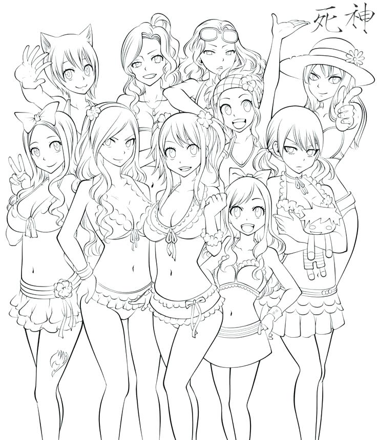 736x860 Fairy Tail Color Pages Fairy Tail Coloring Pages Happy All Female