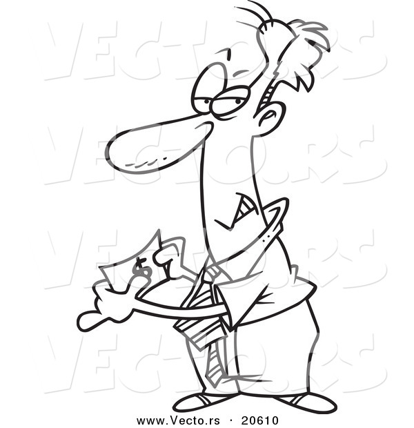 600x620 Vector Of A Cartoon Businessman Holding Fake Money