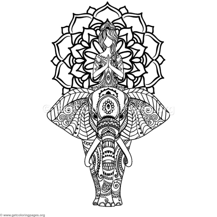 700x700 Yoga And Elephant Mandala Coloring Pages