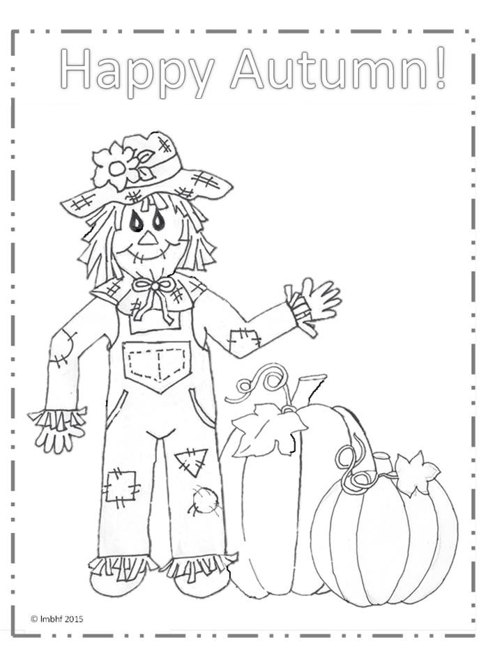 720x960 Happy Autumn Scarecrow Coloring Page ~ Love My Big Happy Family