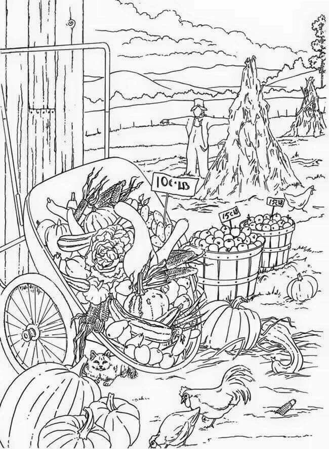 Fall Scene Coloring Pages