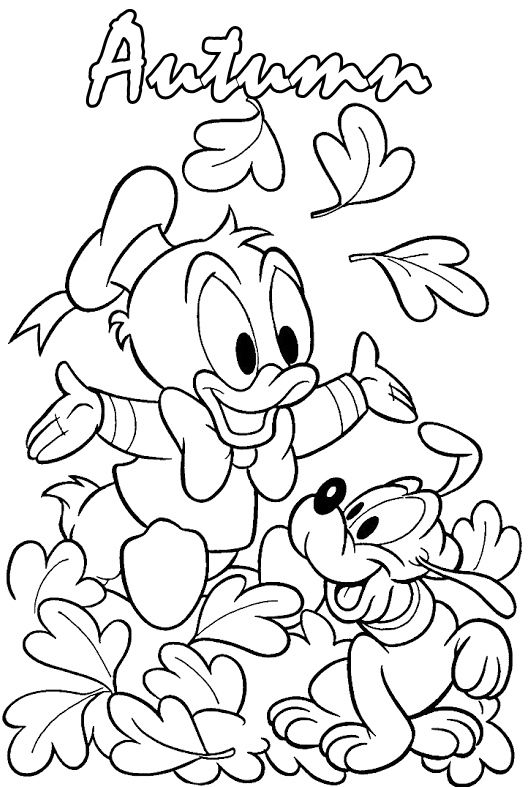 531x787 Donald And Pluto Playing In The Fall Season Coloring Pages