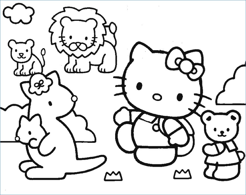 861x684 Hello Kitty And Friends Bicycle Coloring Pages