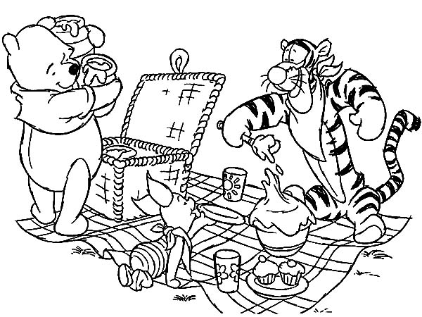 600x450 Winnie The Pooh And Friends Family Picnic Coloring Pages