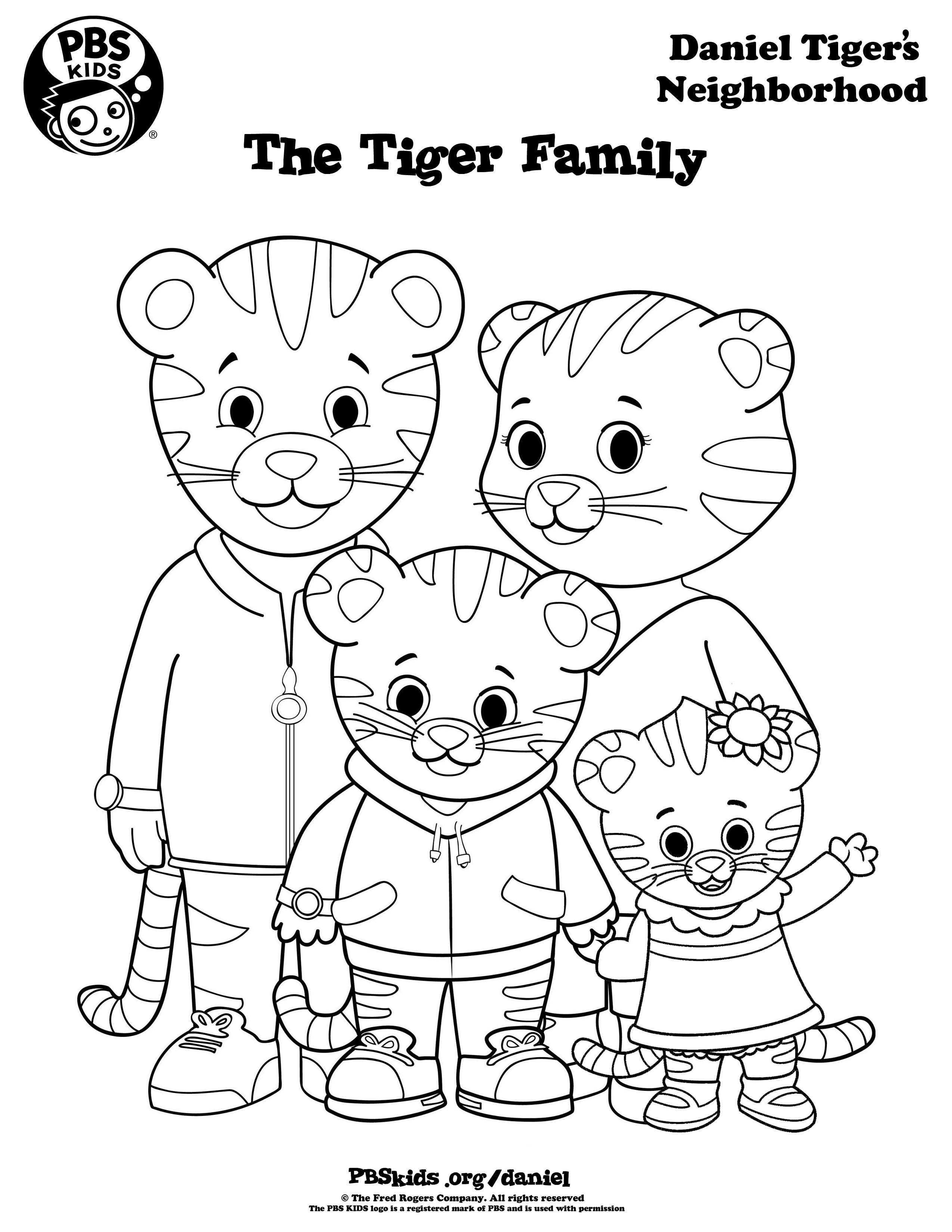 2550x3300 Daniel Tiger Family Coloring Pages Free Printable Tigers