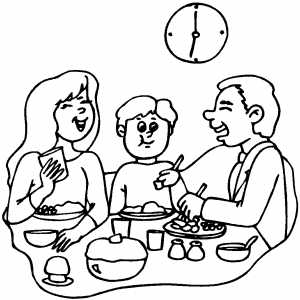 Happy Family Dinner Coloring Page 300x300 Happy Family Dinner Coloring Page
