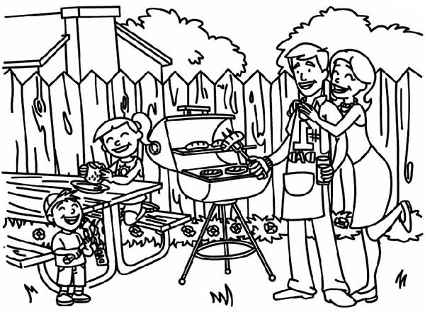 600x444 Backyard Family Picnic Coloring Pages