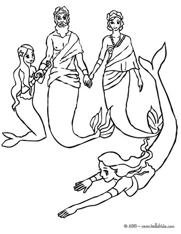King's Triton Mermaid Family Coloring Pages 364x470 King's Triton Mermaid Family Coloring Pages