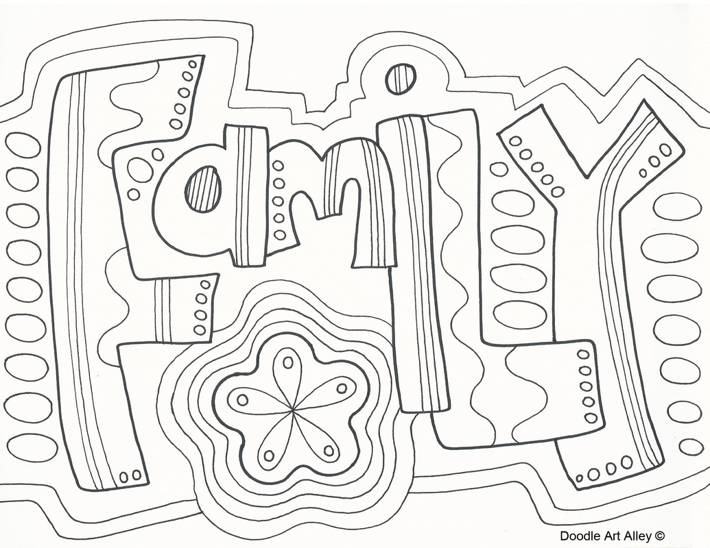 Family Doodle Coloring Page Zentangle Word Wuote Art 1035x800 Family Doodle Coloring Page Zentangle Word Wuote Art