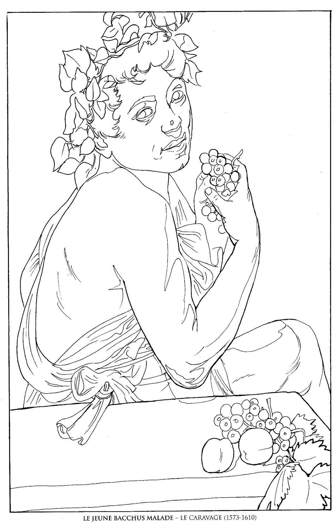 Le Jeune Bacchus Malade Le Caravage Famous Paintings Coloring 1159x1806 Le Jeune Bacchus Malade Le Caravage Famous Paintings Coloring