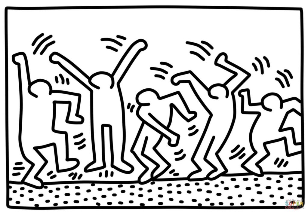 Dancing Figures By Keith Haring Painting Coloring Page 1024x712 Dancing Figures By Keith Haring Painting Coloring Page