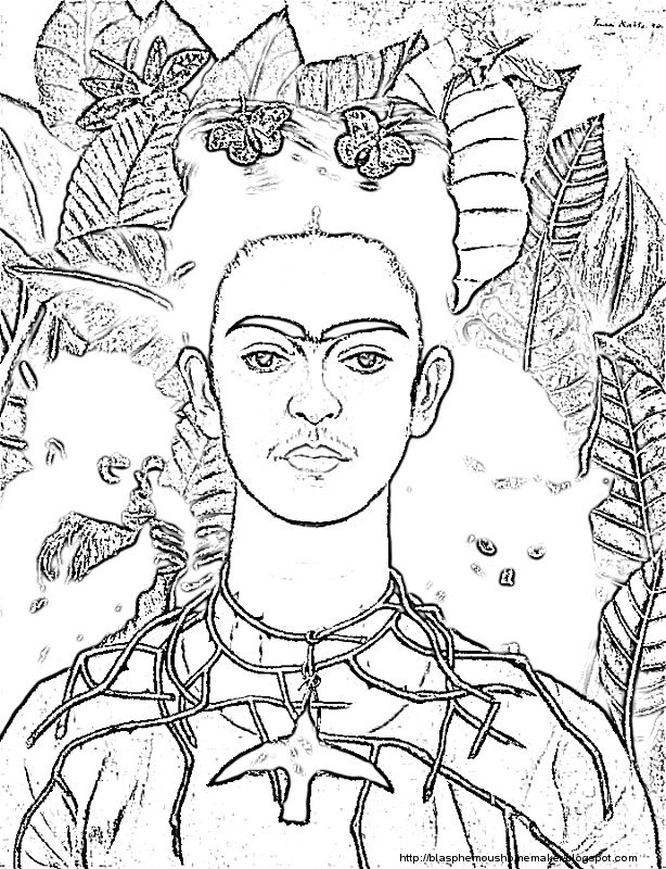 614x800 Frida Kahlo Art Coloring Page Fashion Frida Kahlo
