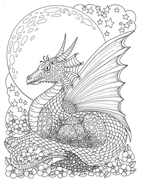 570x738 Fantasy Themed Coloring Book Fairies, Dragons, Pixies, Gargoyles
