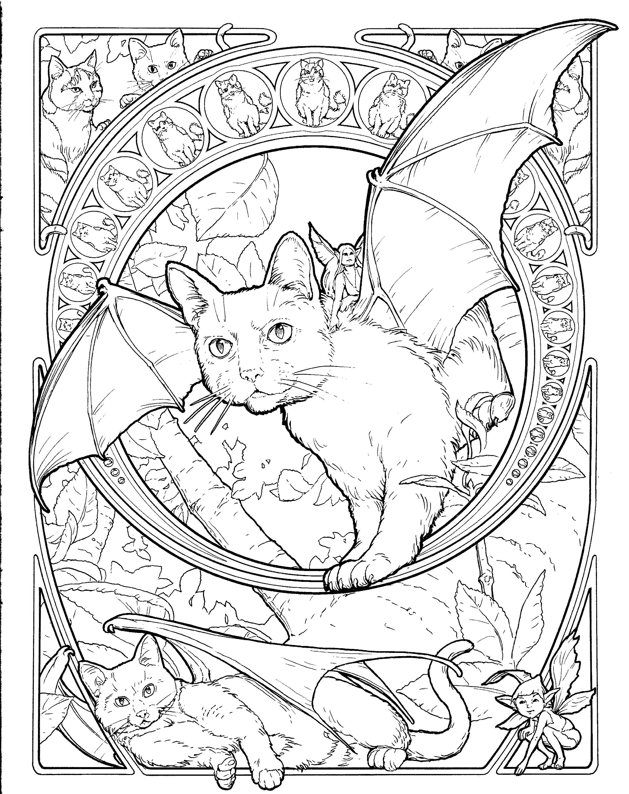 2550x3219 Fantasy Cat Coloring Page Animal Coloring Books