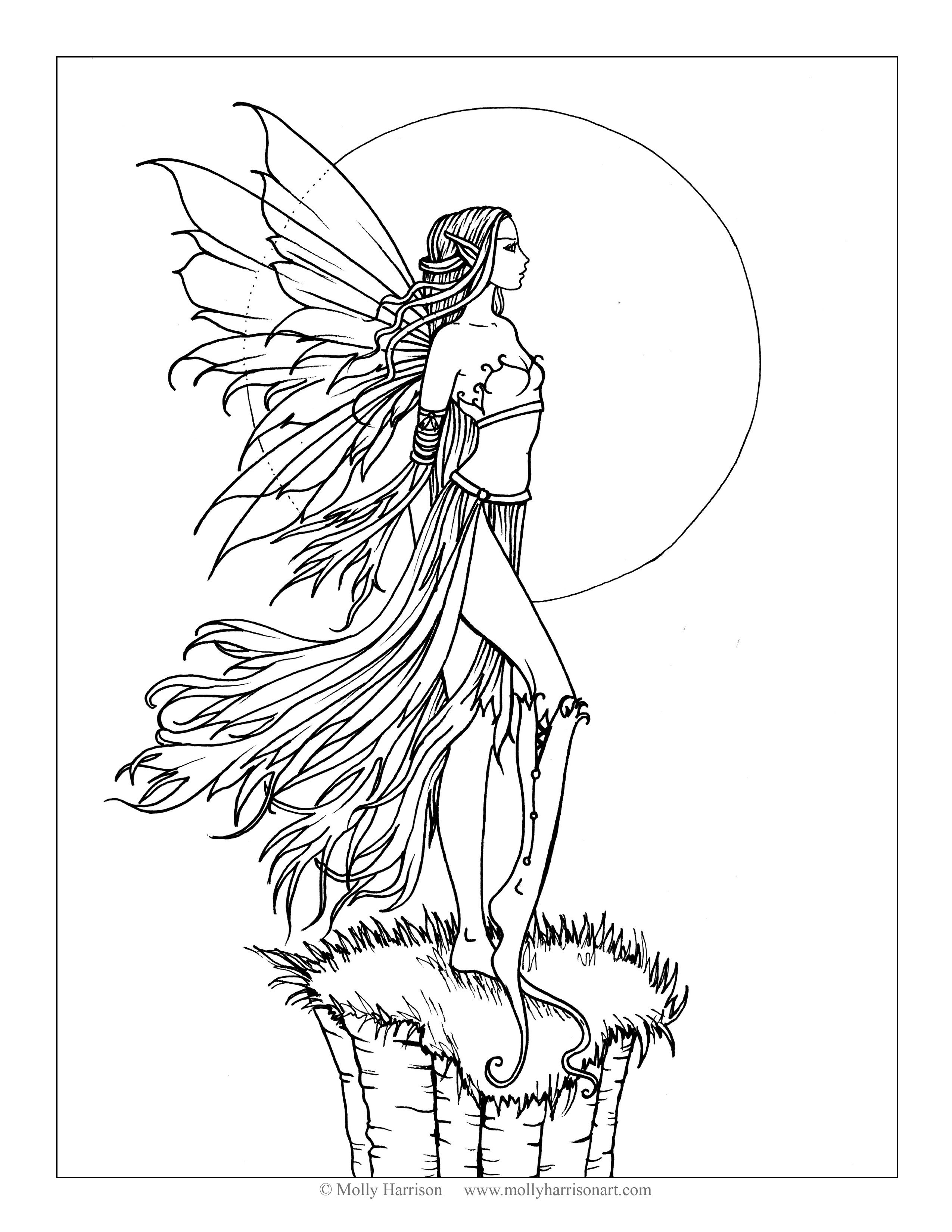 2550x3300 Fearless Fairy Free Coloring Page By Molly Harrison Fantasy Art