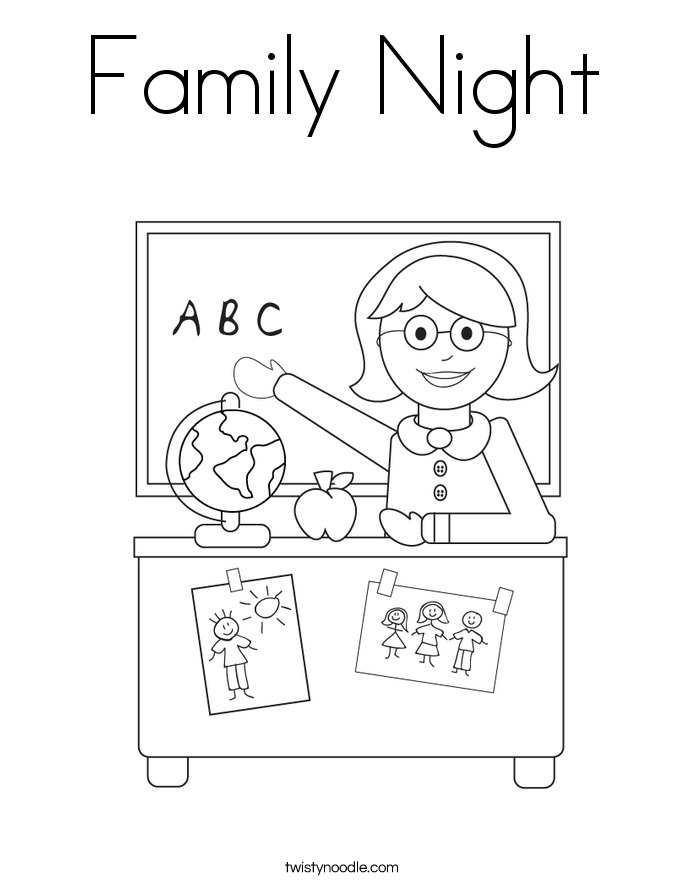 685x886 Family Night Coloring Page