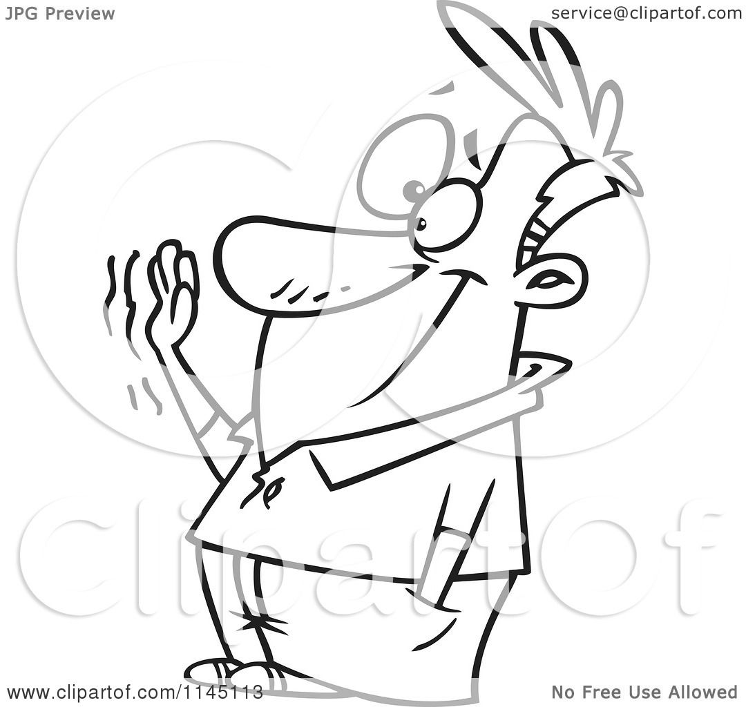 1080x1024 Cartoon Clipart Of A Black And White Happy Man Waving Goodbye