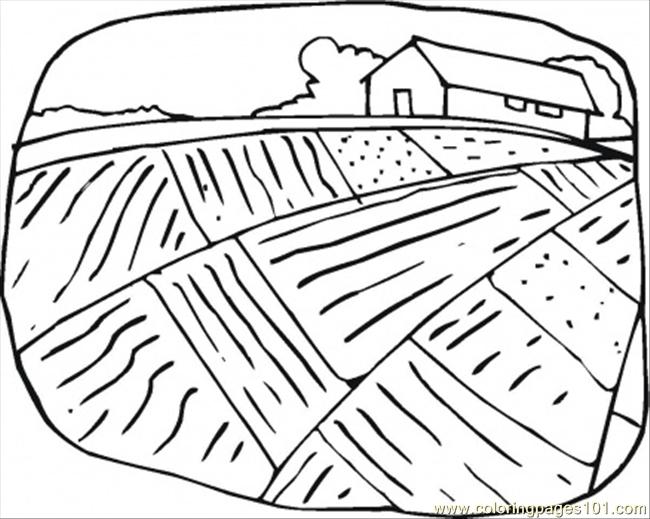 Farmhouse And The Field Coloring Page 650x519 Farmhouse And The Field Coloring Page
