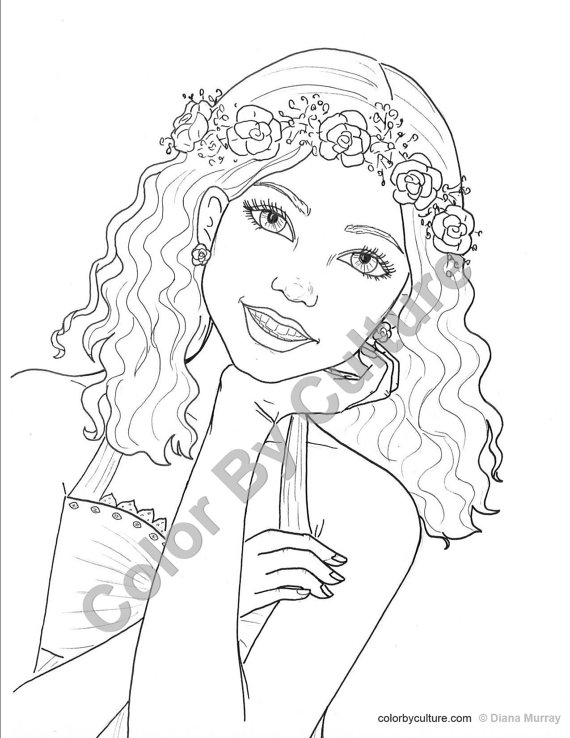 Teenage Girl Coloring Pages Fashion Coloring Page Girl With Flower 570x738 Teenage Girl Coloring Pages Fashion Coloring Page Girl With Flower