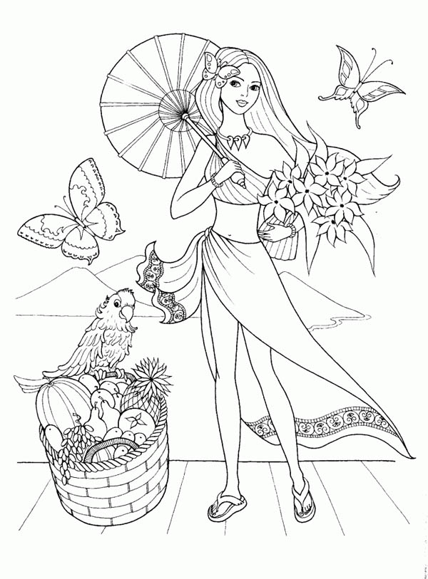 Fashion Model For Summertime Coloring Page Coloring Pages 600x813 Fashion Model For Summertime Coloring Page Coloring Pages