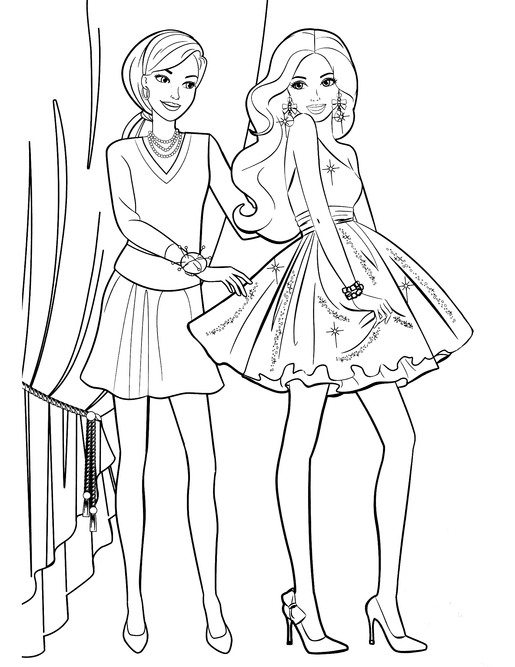 Barbie And Friends Coloring Pages 1700x2200 Barbie And Friends Coloring Pages