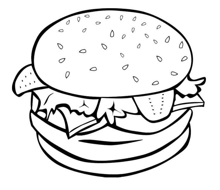 750x649 The Big Burger For Fast Food Coloring Page Printables