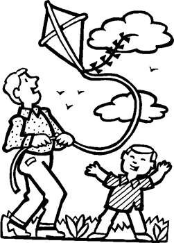251x350 Father And Son Fly A Kite. Kite Coloring Pages Kites