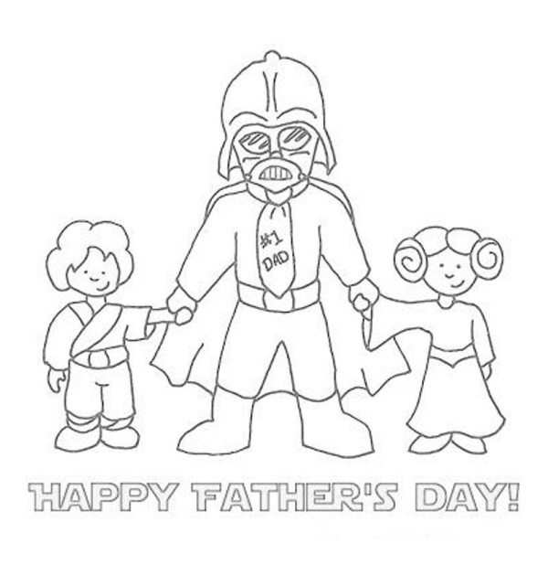 600x629 Star Wars Theme Father Day Card Coloring Pages