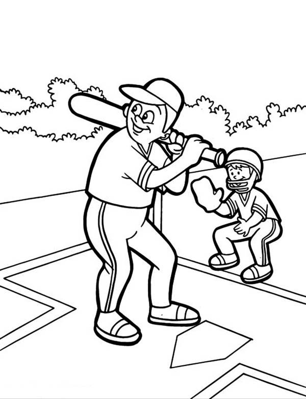 Father And Son Baseball Coloring Page 600x782 Father And Son Baseball Coloring Page