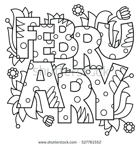 450x470 February Coloring Page Black And White Vector Illustration