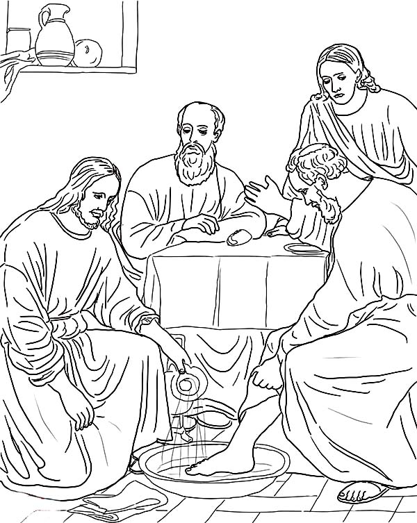 Jesus Washes The Disciples Feet Coloring Page 35239 600x753 Jesus Washes The Disciples Feet Coloring Page 35239